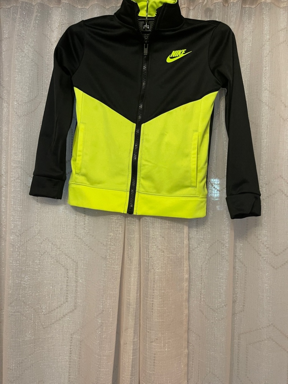 Nike Kids Black and Neon Yellow Full-Zip Rashguard Jacket